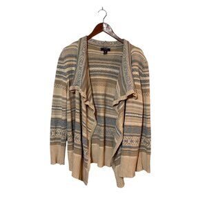 Chaps Denim XL Cardigan Tans Blue Cottagecore Aztec shawl cascade preppy